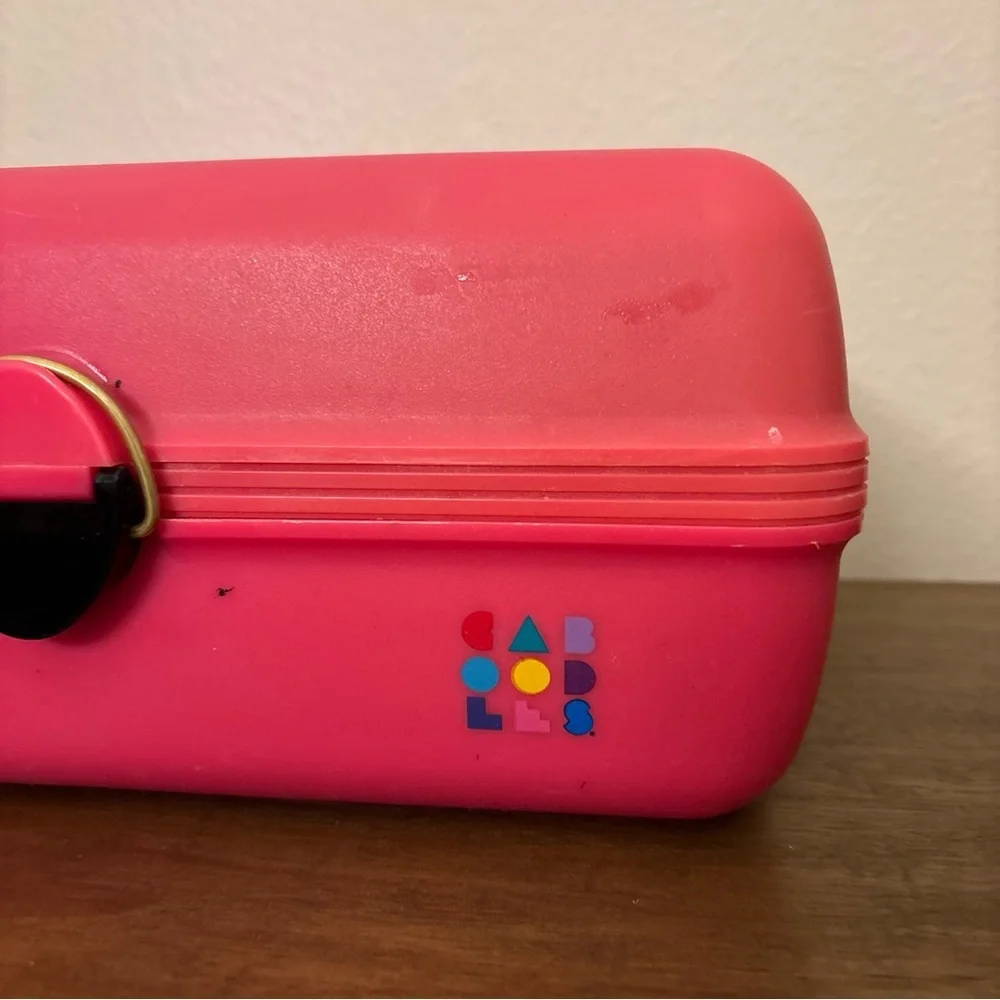 Caboodles Makeup‎ Case Hot Pink Black Vintage 1990s Model 2602 USA Slide Trays
